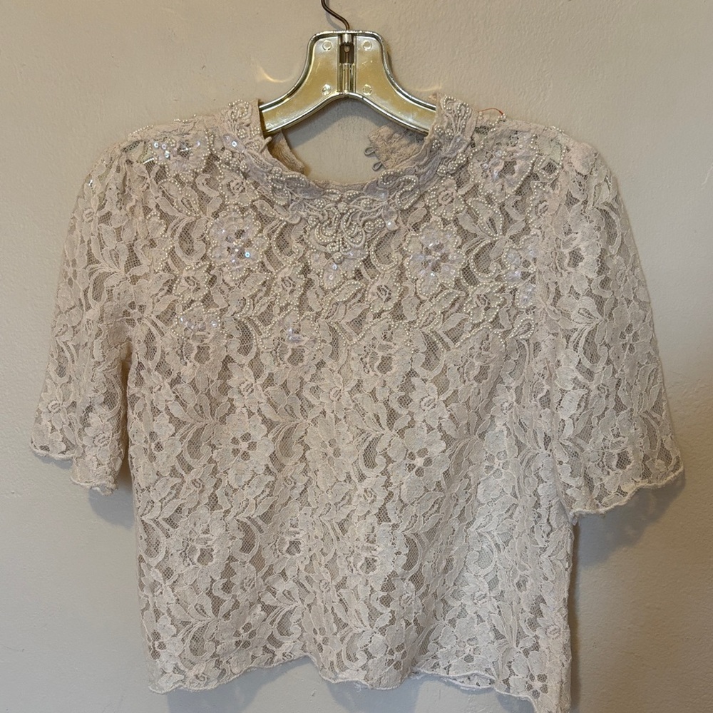 Topshop Lace Blouse - Cream